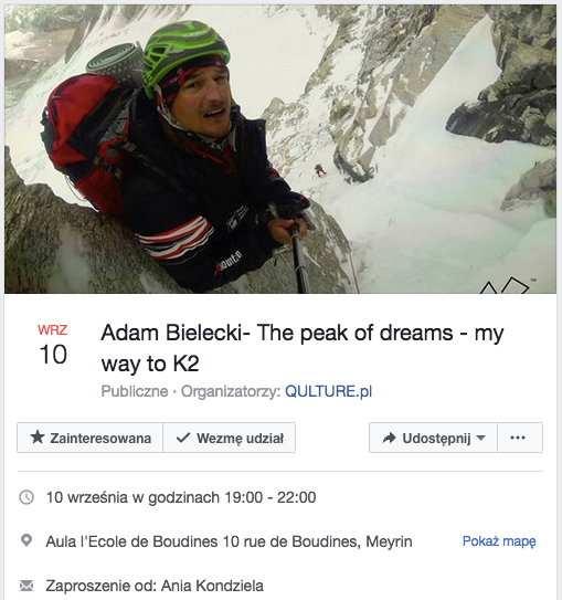 SPOTKANIE Z ADAMEM BIELECKIM „The peak of dreams – my way to K2
