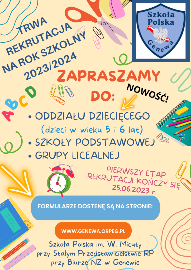 Rekrutacja na rok szkolny 2023/2024